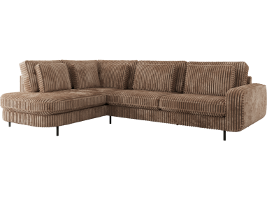 Narożnik CALENO L - strona lewa - brązowy, sztruks