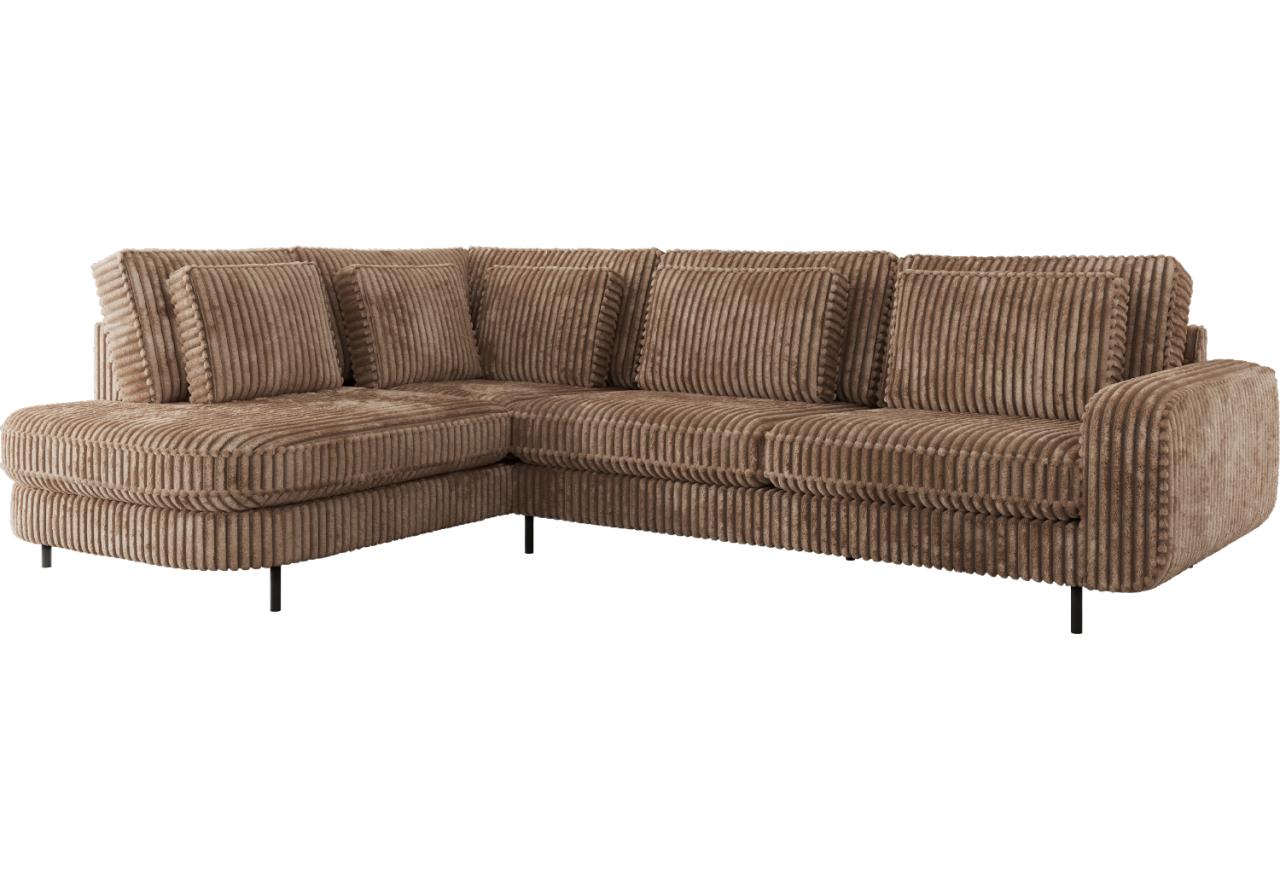 Narożnik CALENO L - strona lewa - brązowy, sztruks