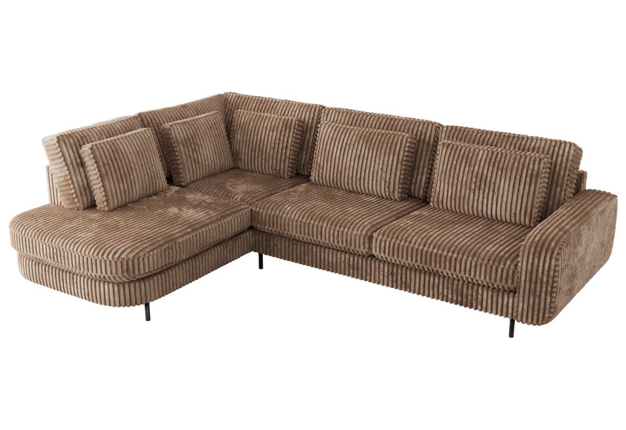 Narożnik CALENO L - strona lewa - brązowy, sztruks