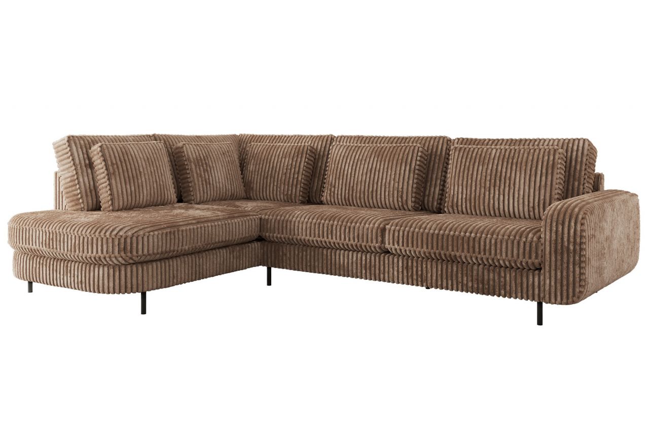 Narożnik CALENO L - strona lewa - brązowy, sztruks