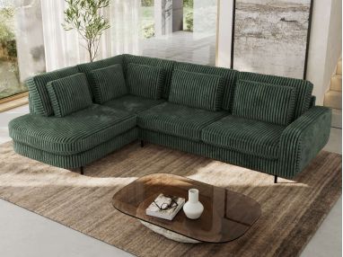 Narożnik CALENO L - strona lewa - ciemnozielony, sztruks