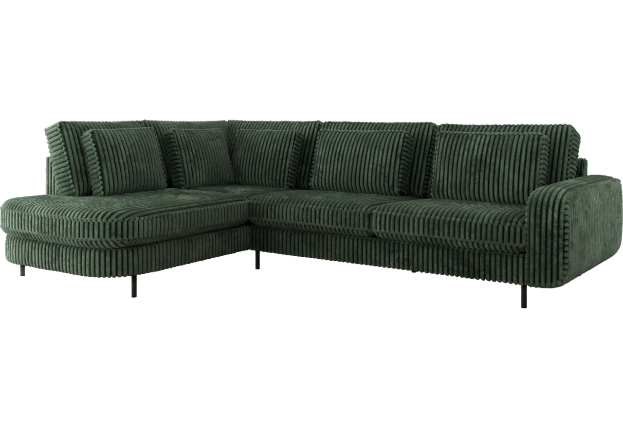 Narożnik CALENO L - strona lewa - ciemnozielony, sztruks