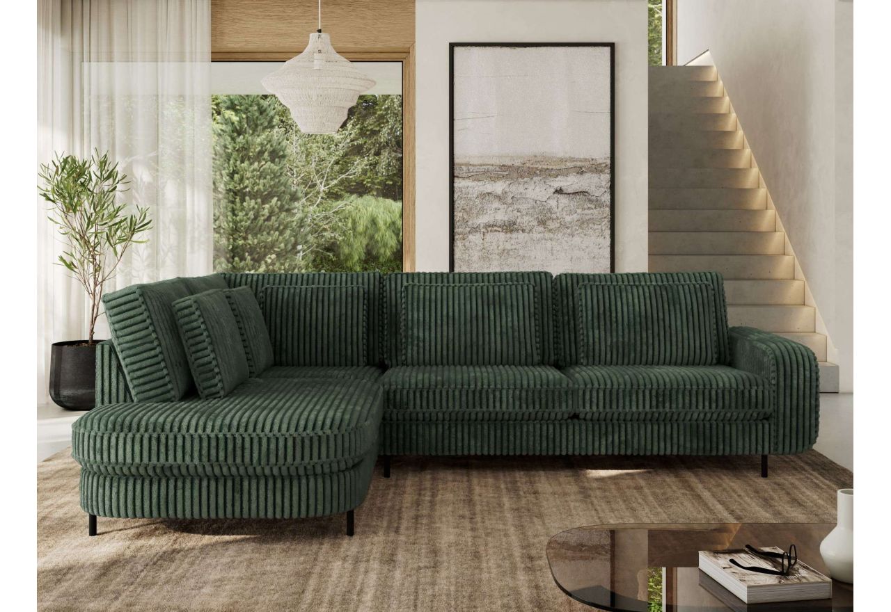 Narożnik CALENO L - strona lewa - ciemnozielony, sztruks