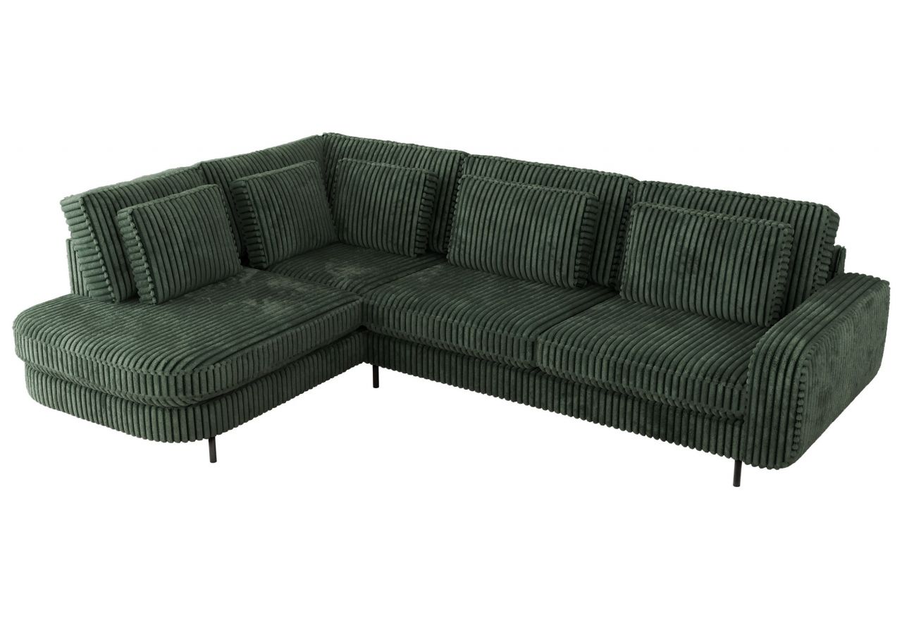 Narożnik CALENO L - strona lewa - ciemnozielony, sztruks