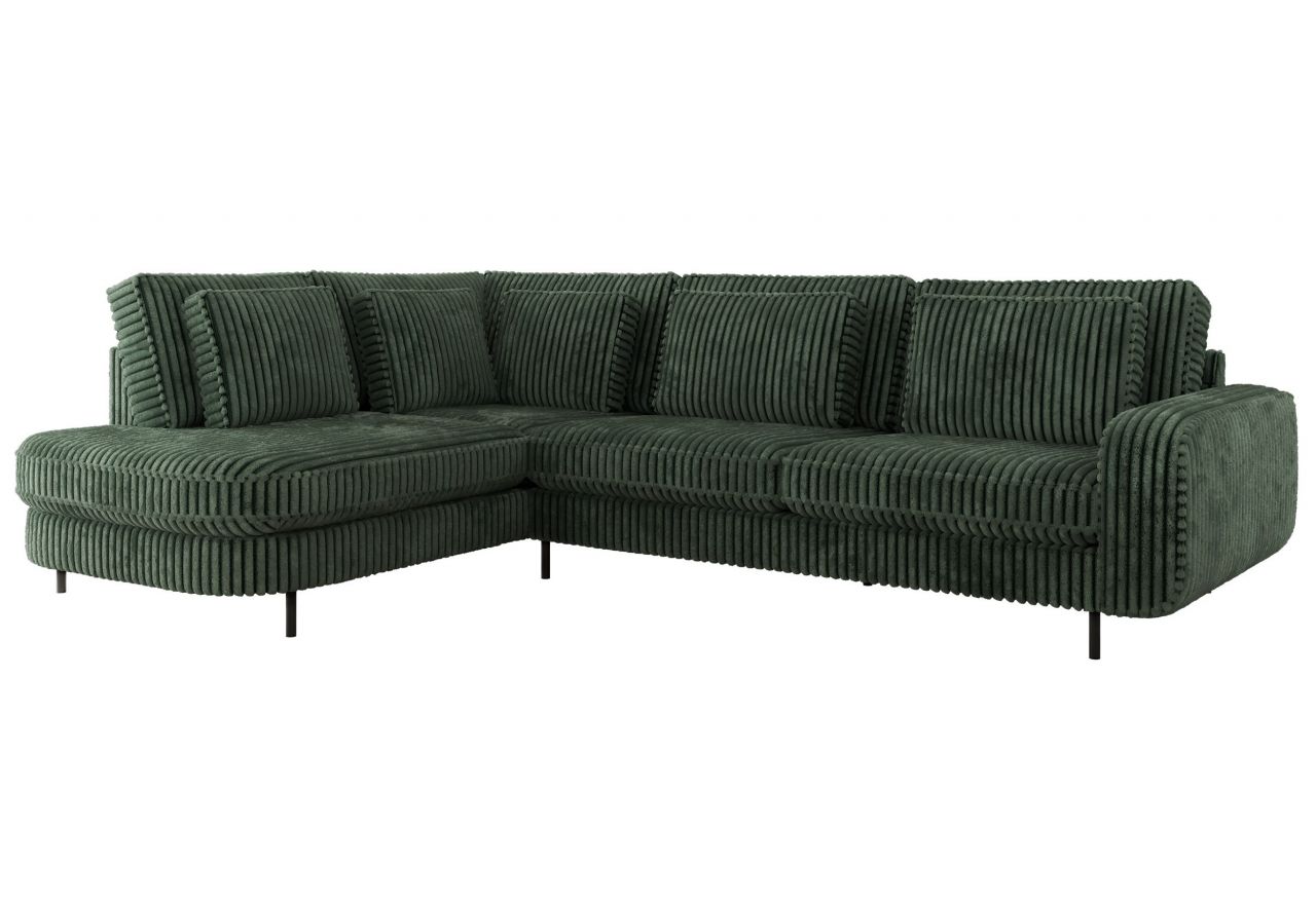 Narożnik CALENO L - strona lewa - ciemnozielony, sztruks