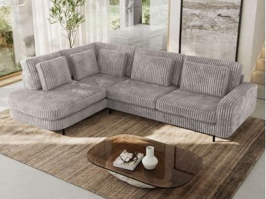 Narożnik CALENO L - strona lewa - jasnoszary, sztruks