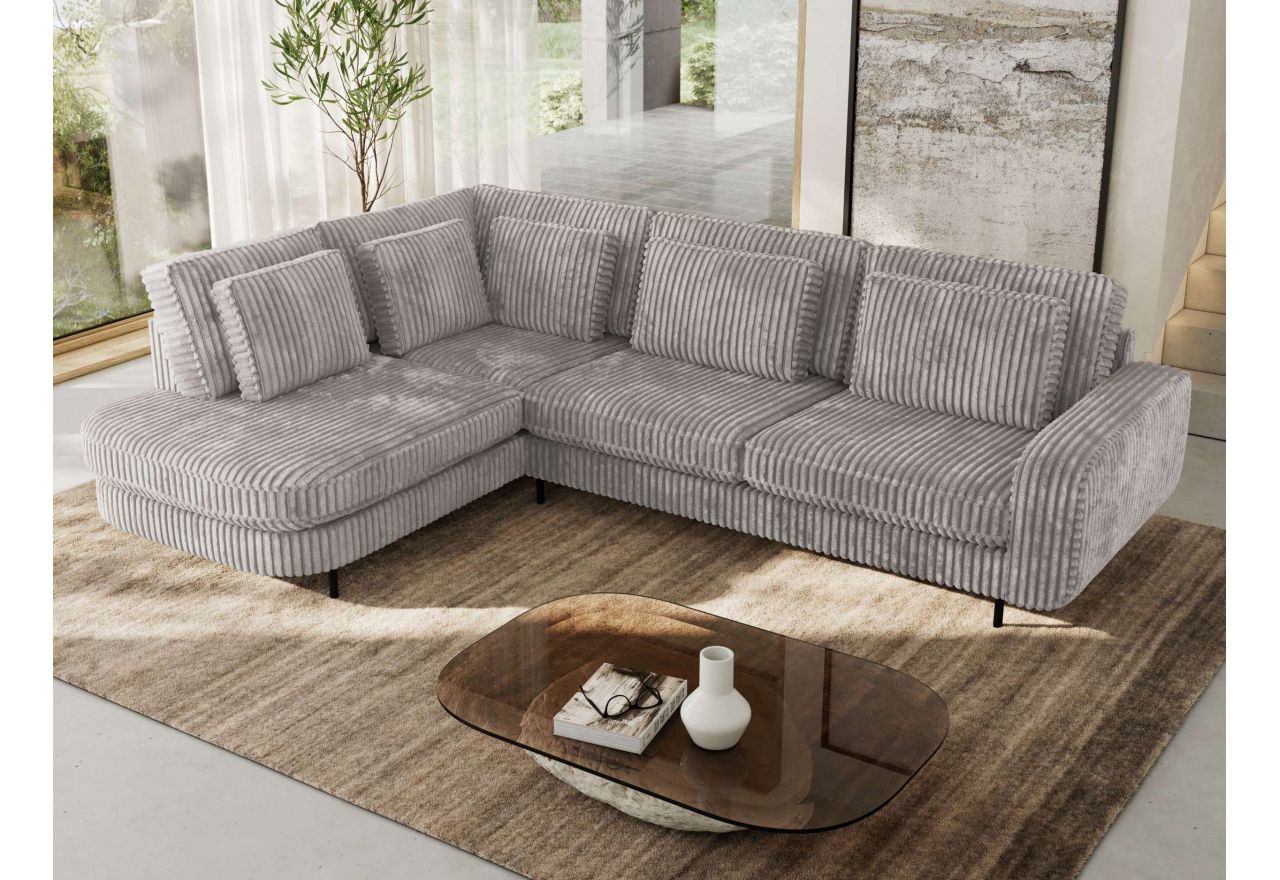 Narożnik CALENO L - strona lewa - jasnoszary, sztruks