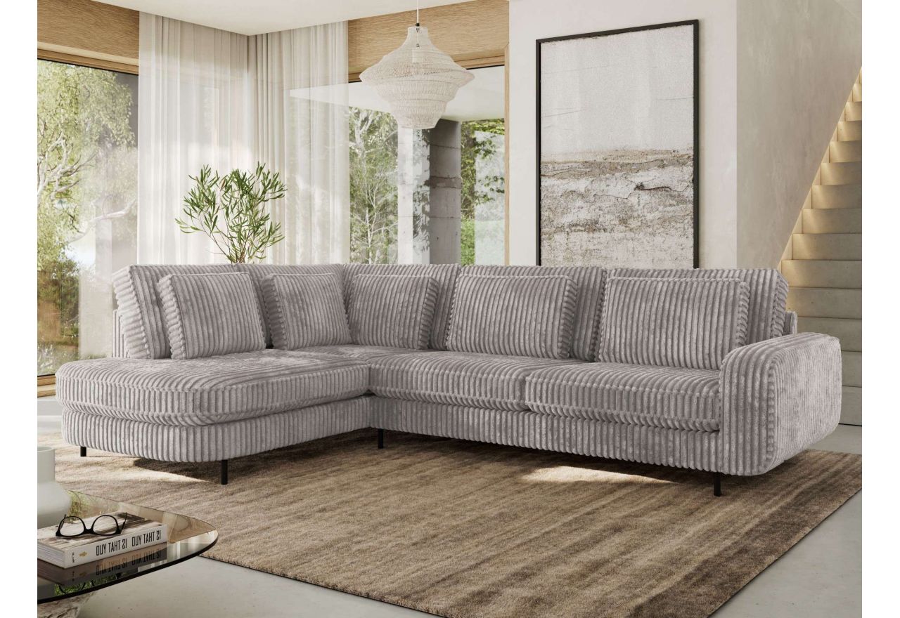 Narożnik CALENO L - strona lewa - jasnoszary, sztruks