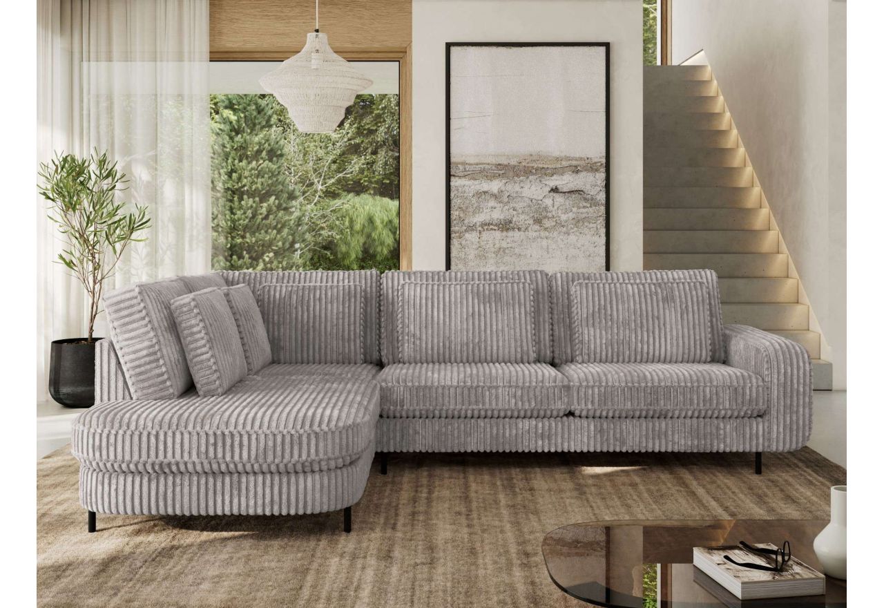 Narożnik CALENO L - strona lewa - jasnoszary, sztruks