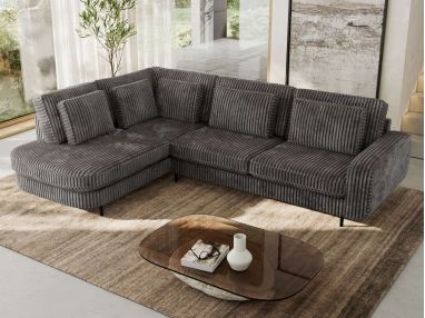 Narożnik CALENO L - strona lewa - szary, sztruks