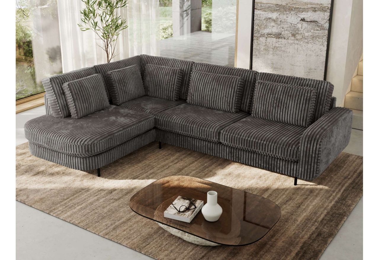 Narożnik CALENO L - strona lewa - szary, sztruks