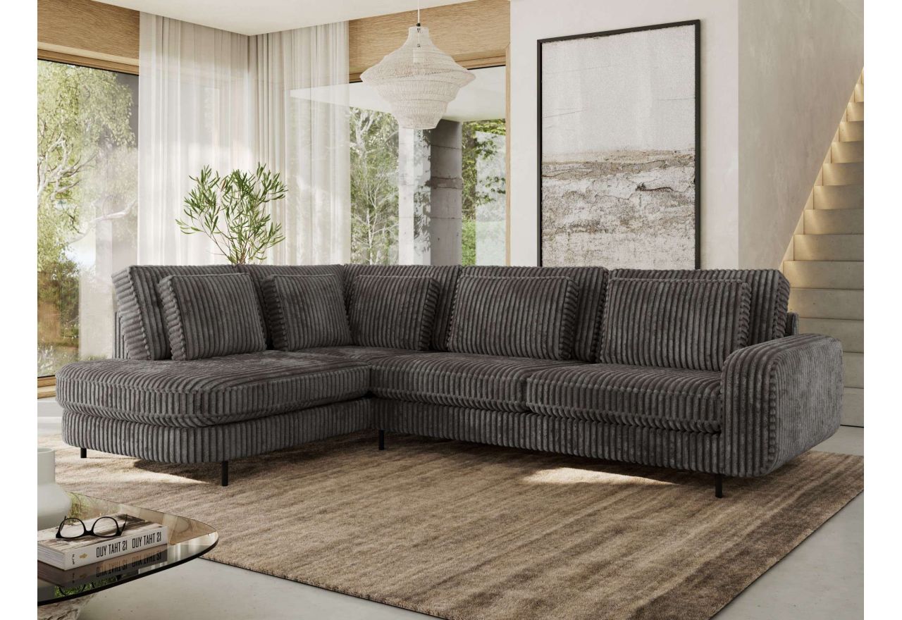 Narożnik CALENO L - strona lewa - szary, sztruks