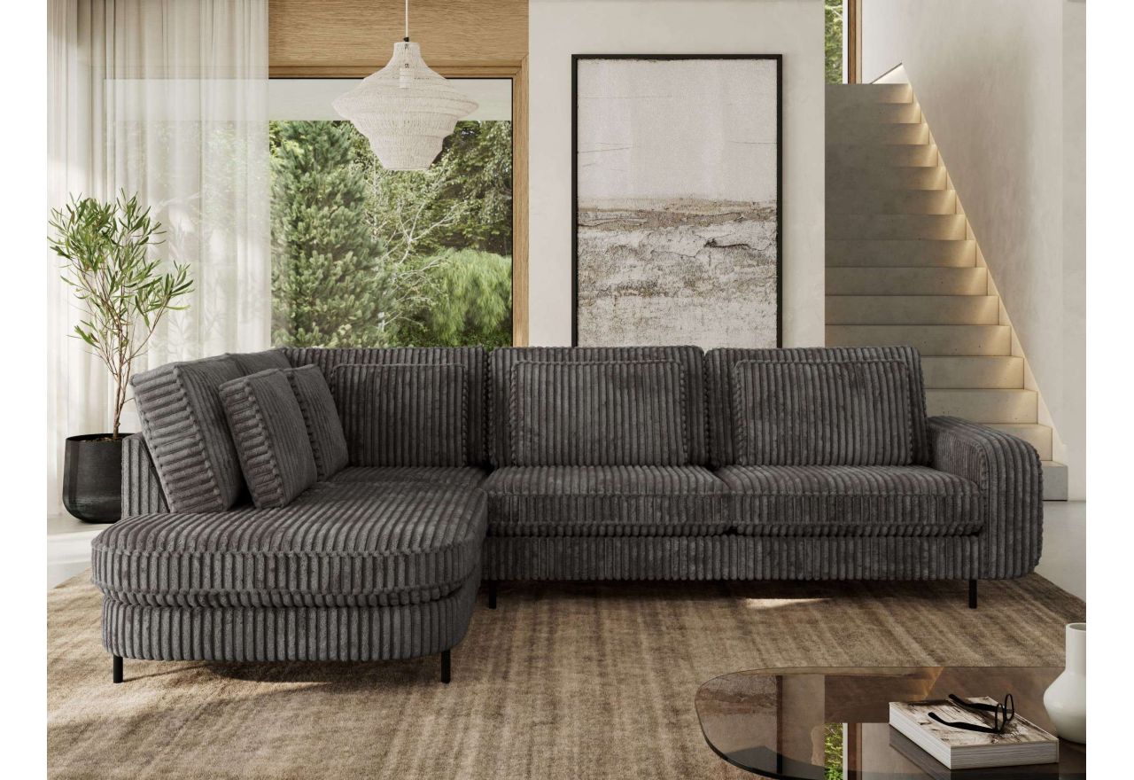 Narożnik CALENO L - strona lewa - szary, sztruks