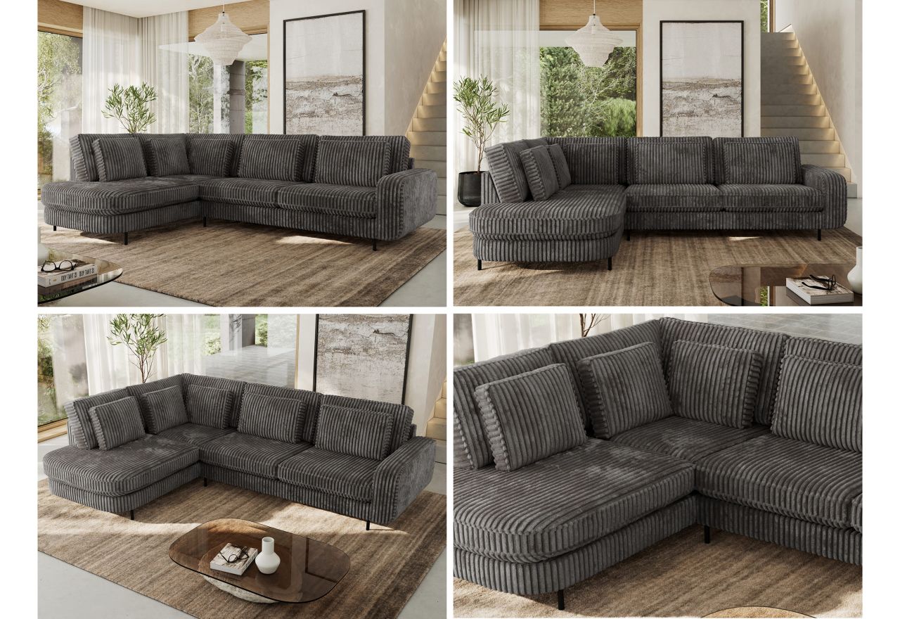 Narożnik CALENO L - strona lewa - szary, sztruks