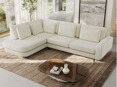 Narożnik CALENO L - strona lewa - kremowy, szenil gładki