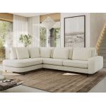 Narożnik CALENO L - strona lewa - kremowy, szenil gładki