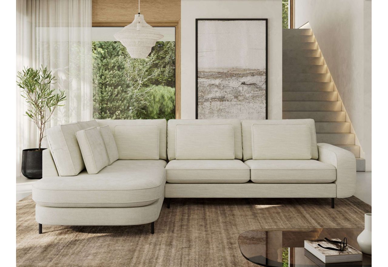 Narożnik CALENO L - strona lewa - kremowy, szenil gładki