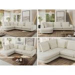 Narożnik CALENO L - strona lewa - kremowy, szenil gładki