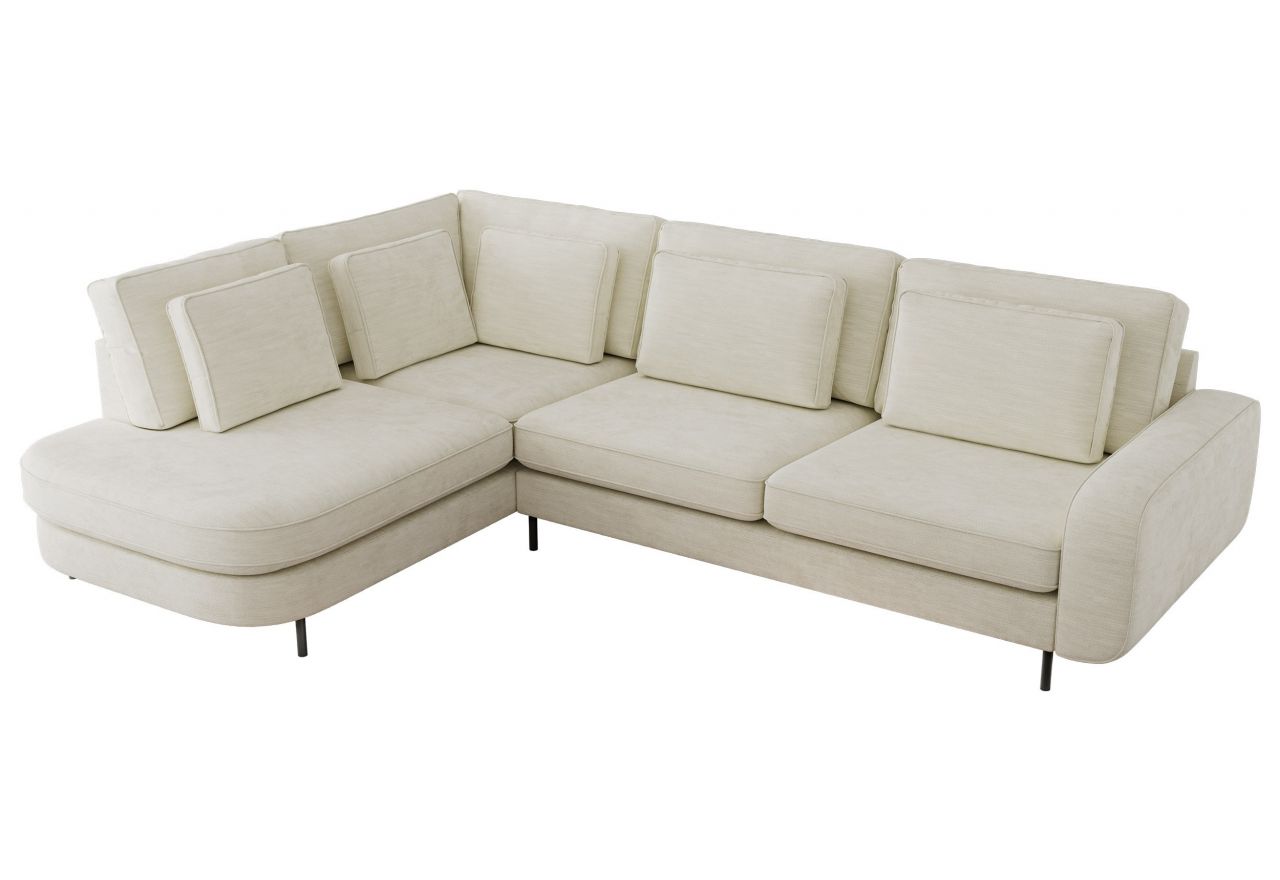 Narożnik CALENO L - strona lewa - kremowy, szenil gładki