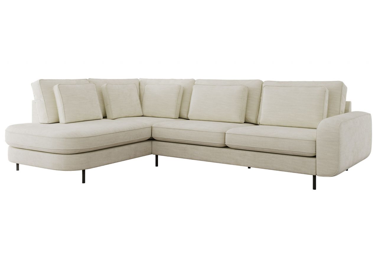 Narożnik CALENO L - strona lewa - kremowy, szenil gładki