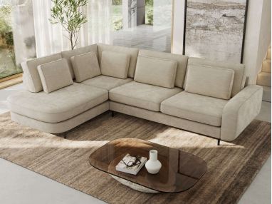 Narożnik CALENO L - strona lewa - beżowy, szenil gładki