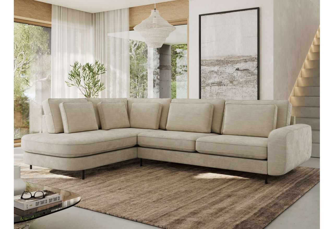 Narożnik CALENO L - strona lewa - beżowy, szenil gładki