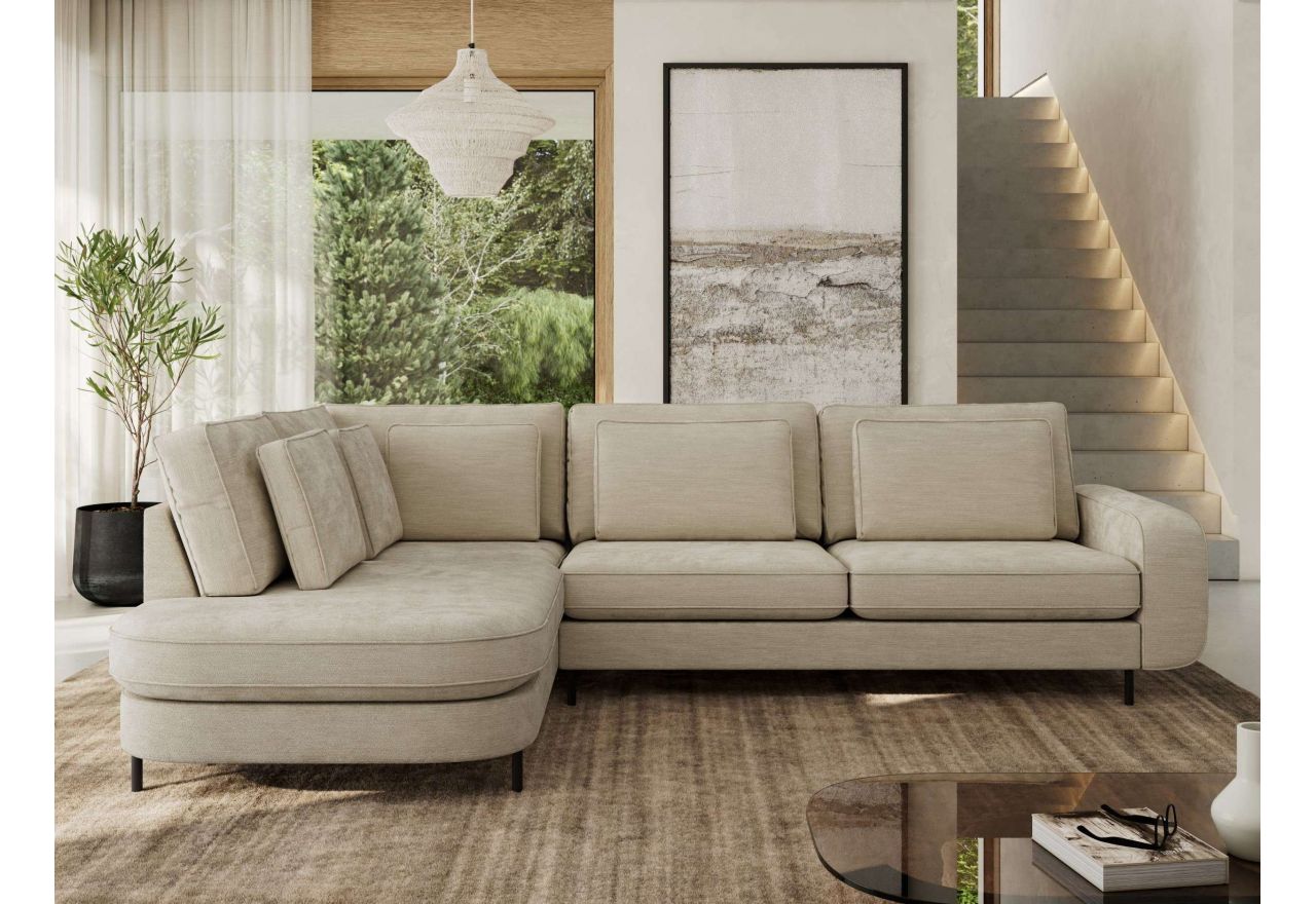 Narożnik CALENO L - strona lewa - beżowy, szenil gładki