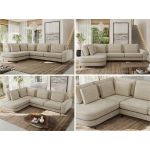 Narożnik CALENO L - strona lewa - beżowy, szenil gładki