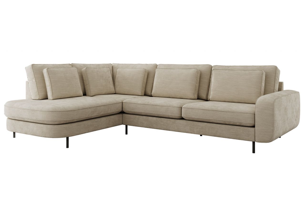 Narożnik CALENO L - strona lewa - beżowy, szenil gładki