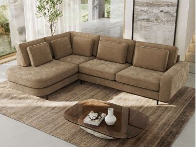 Narożnik CALENO L - strona lewa - brązowy, szenil gładki