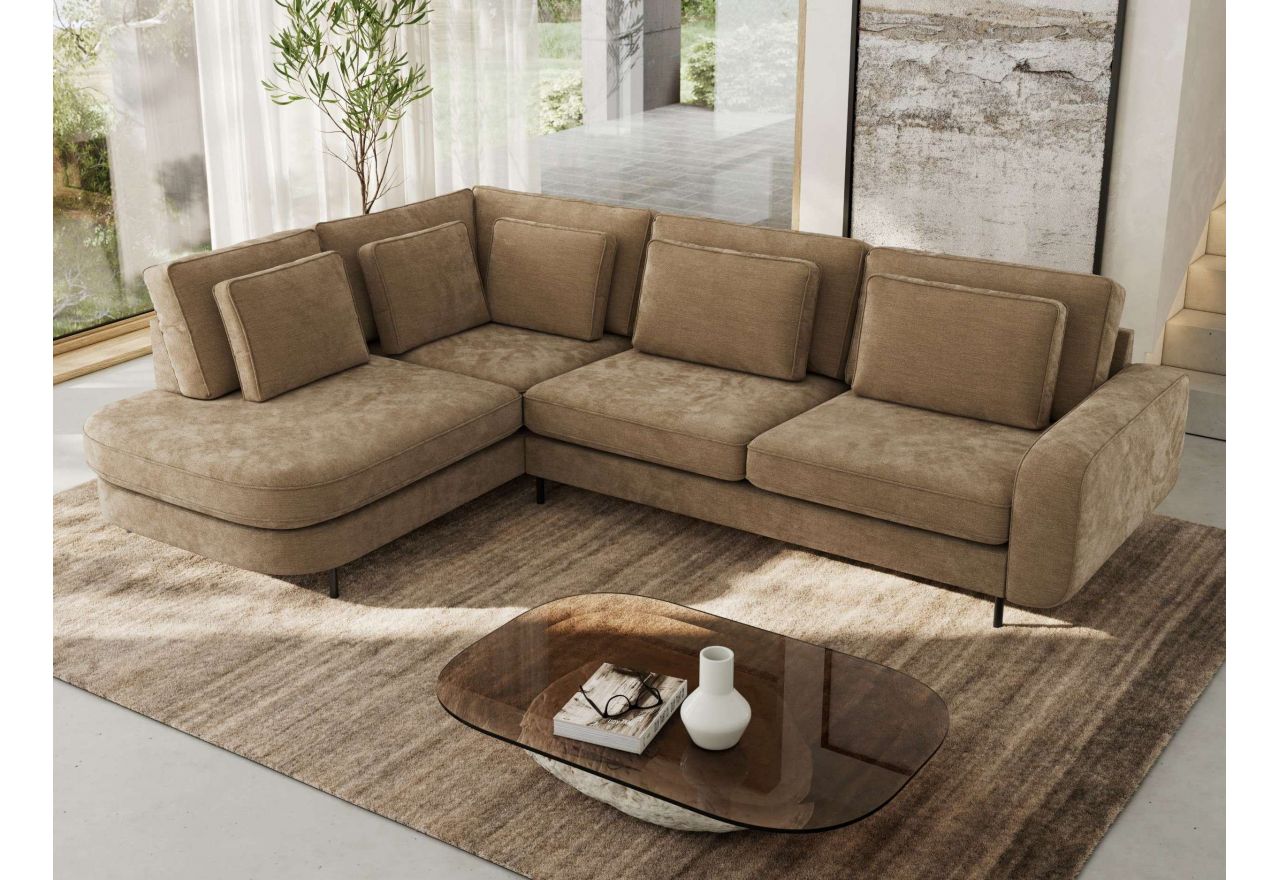 Narożnik CALENO L - strona lewa - brązowy, szenil gładki