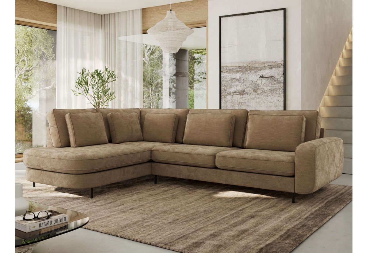 Narożnik CALENO L - strona lewa - brązowy, szenil gładki