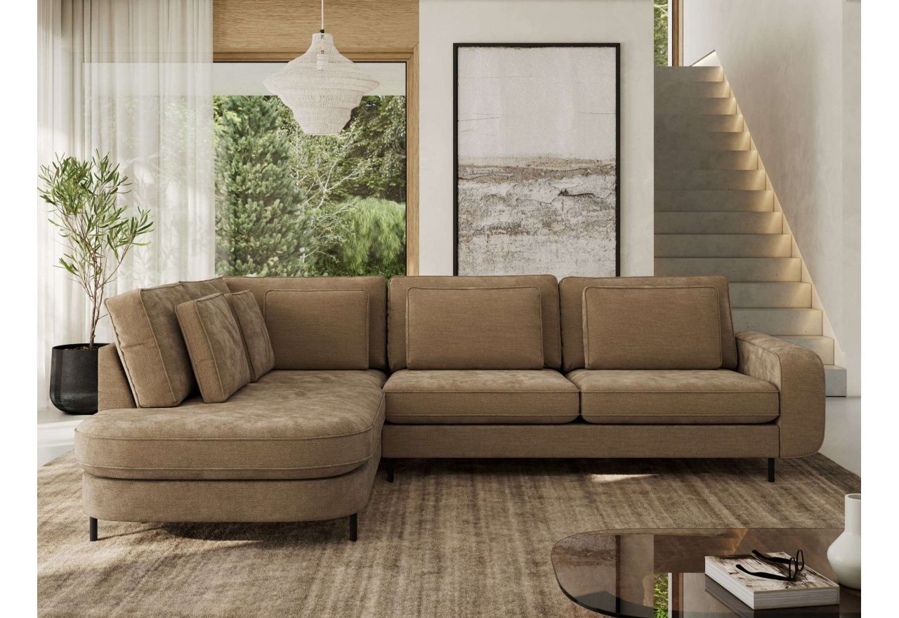 Narożnik CALENO L - strona lewa - brązowy, szenil gładki