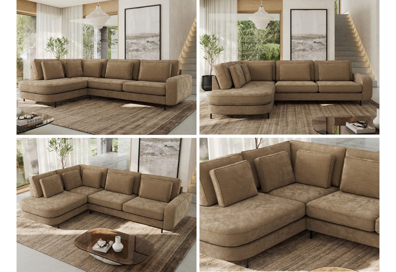 Narożnik CALENO L - strona lewa - brązowy, szenil gładki