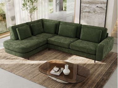 Narożnik CALENO L - strona lewa - ciemnozielony, szenil gładki