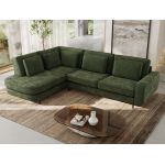 Narożnik CALENO L - strona lewa - ciemnozielony, szenil gładki