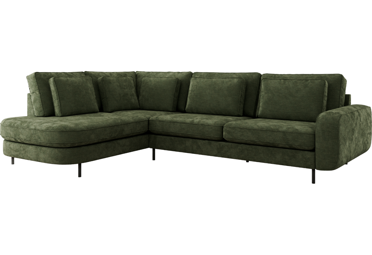 Narożnik CALENO L - strona lewa - ciemnozielony, szenil gładki