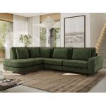 Narożnik CALENO L - strona lewa - ciemnozielony, szenil gładki