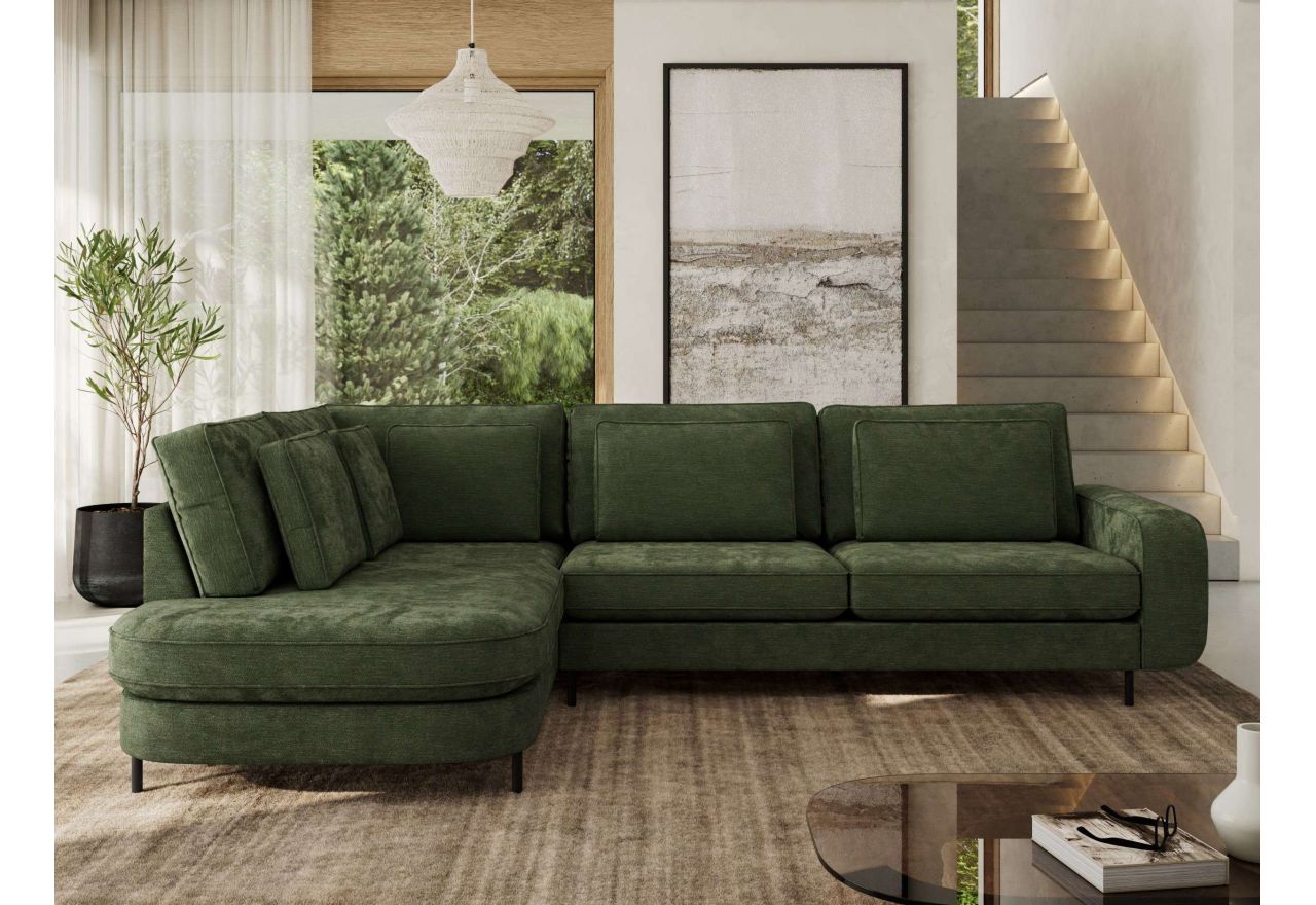 Narożnik CALENO L - strona lewa - ciemnozielony, szenil gładki