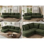 Narożnik CALENO L - strona lewa - ciemnozielony, szenil gładki