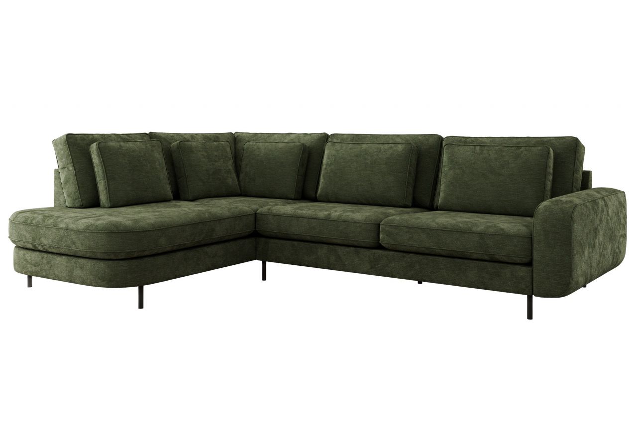 Narożnik CALENO L - strona lewa - ciemnozielony, szenil gładki