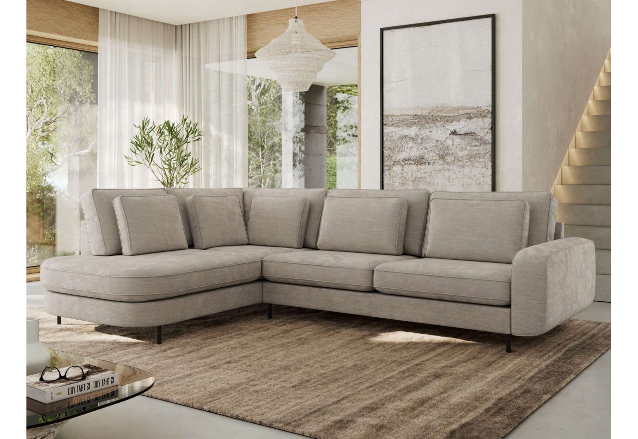 Narożnik CALENO L - strona lewa - jasnoszary, szenil gładki