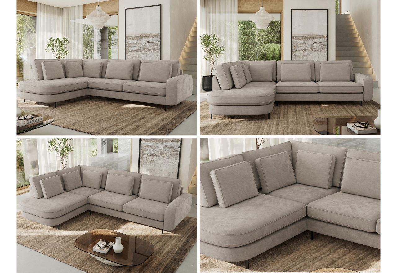 Narożnik CALENO L - strona lewa - jasnoszary, szenil gładki