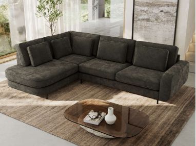 Narożnik CALENO L - strona lewa - ciemnoszary, szenil gładki