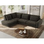 Narożnik CALENO L - strona lewa - ciemnoszary, szenil gładki