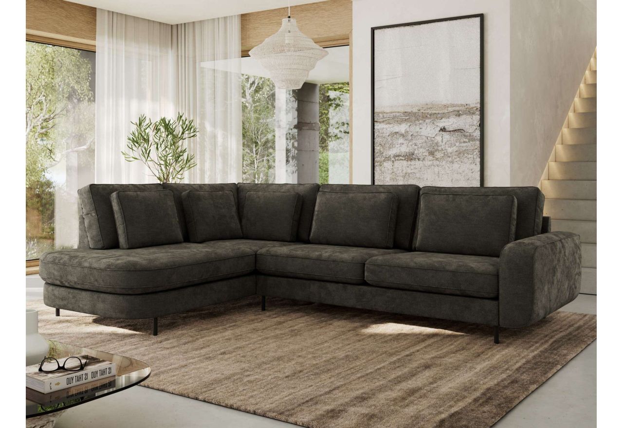 Narożnik CALENO L - strona lewa - ciemnoszary, szenil gładki