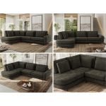 Narożnik CALENO L - strona lewa - ciemnoszary, szenil gładki