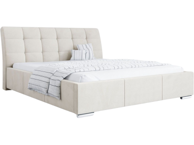 Modne łóżko tapicerowane ze stelażem i pikowanym zagłowiem do sypialni - GALA / Monolith 25090