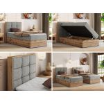 Łóżko kontynentalne - ALBERO 1 90x200 - H3 - jasnoszary, struktura - strona lewa - topper T25