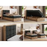 Łóżko kontynentalne - ALBERO 1 90x200 - H3 - ciemnoszary, struktura - strona lewa - topper T25